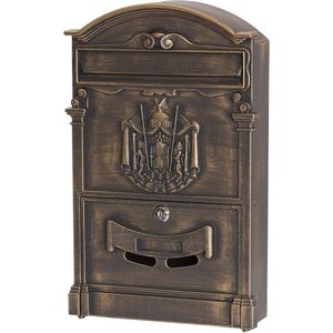 Brievenbus van Aluminium in Klassieke Stijl - Formaat M - Elegante Brievenbus voor Buiten met Naamplaatje - Eenvoudige Montage - Brons