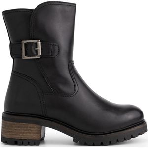 Mysa Lily dames leren enkellaarzen - Gevoerde boots - Zwart Leer - Maat 42