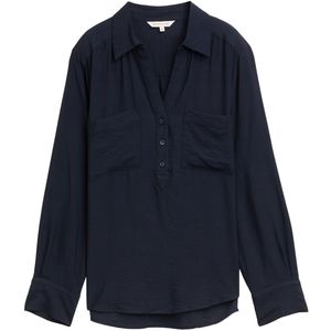 TOM TAILOR - Blouse - Navy - Wijde Blouse - Lange Mouw