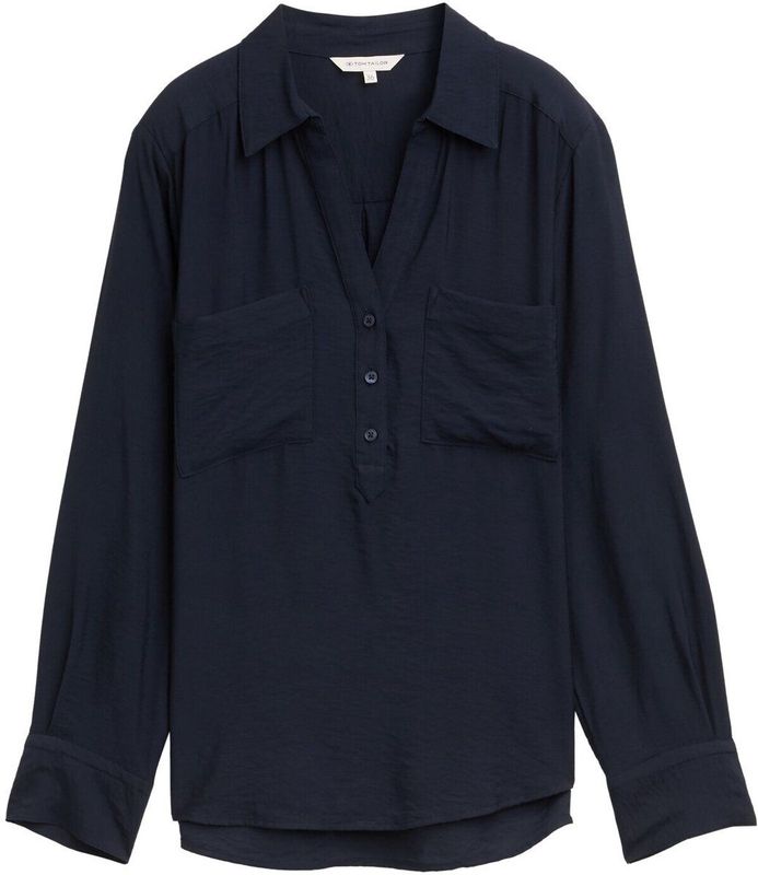 TOM TAILOR - Blouse - Navy - Wijde Blouse - Lange Mouw
