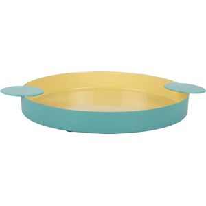 Present Time - Dienblad Double Funky Large - Turquoise blue & soft yellow
