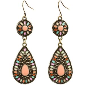 Fako Bijoux® - Oorbellen - Bohemian - Druppel Retro - Roze