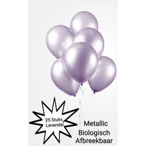25 stuks Metallic Ballonnen Lavendel , 100 % Biologisch afbreekbaar, Verjaardag, Thema feest. Huwelijk