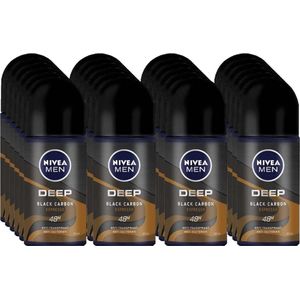 Nivea Deo Roll-on Men - Deep Black Carbon Espresso - 50ml - Voordeelverpakking 24 stuks