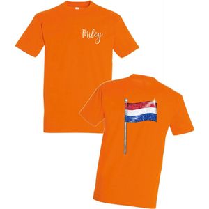 EK T-shirt voor kinderen-Oranje-EK voetbalshirt rood wit blauw met naam-Maat 98/104