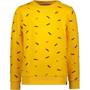 Moodstreet Jongens Sweater ronde hals met allover bedrukking - Dark Yellow - Maat 110/116