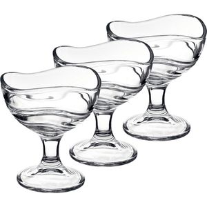 Set van 12x stuks ijs/sorbet coupes op voet van glas 300 ml - Ijscoupe glazen/schaaltjes