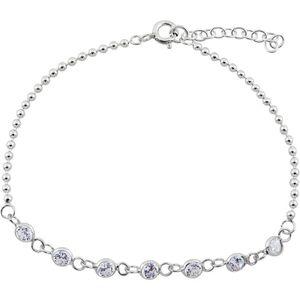 Armband dames zilver | Zilveren armband met bolletjes en kristallen