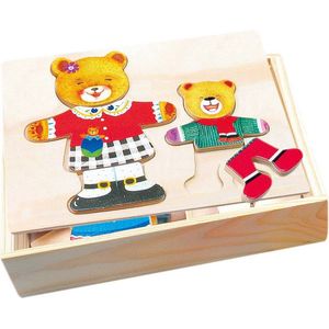 Bino Vormenpuzzel Teddybeer 19 X 14 Cm Hout 36-delig