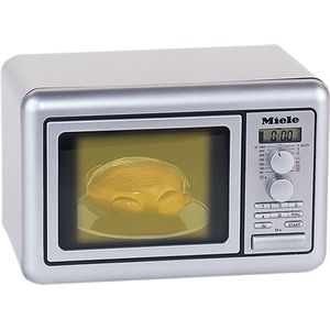 Klein Toys Miele speelgoed-magnetron - 25x16x17,5 cm - incl. draaiplateau, draaiknoppen, timer met geluidseffecten, display en speelgoedkippetje - grijs