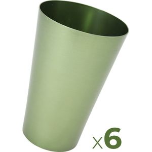 Groene aluminium stapelbare bekers (6 stuks!) - Groen - Stapelbare beker van aluminium - Lichtgewicht design