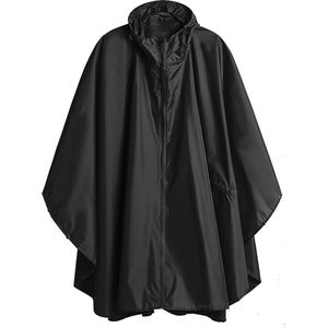 Regenponcho jas volwassenen - outdoor capuchon waterdichte rits regenkleding - unisex L/XL