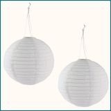 HIXA Lampionnen - met Verlichting - Voor Buiten - Set van 2 - Solar - 40 cm - Wit