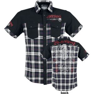 Rock Rebel by EMP Zwart-wit overhemd met ruitjespatroon en patches - Heren - XL