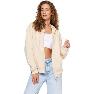 Trendyol Bordeauxrode Oversized/Relaxed Snit, Dikke Gebreide Sweater Van Polarfleece Met Rits Twoaw24Sw00188