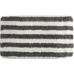 MSV Badkamerkleed/badmat - kleedje voor op de vloer - grijs/wit - 50 x 80 cm - Microvezel