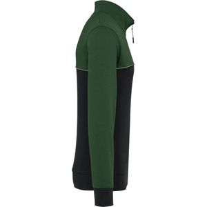 Sweatshirt Unisex XS WK. Designed To Work 1/4-ritskraag Lange mouw Black / Forest Green 60% Katoen, 40% Polyester