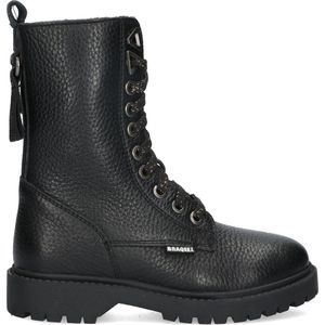 Braqeez Belle Boot Meisjes Biker Boots - Zwart - Suède - Veters