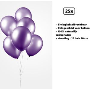 25x Ballonnen 12 inch pearl paars 30cm - biologisch afbreekbaar - Festival feest party verjaardag landen helium lucht thema