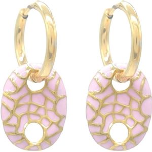 Oorbellen - ringen - bedel - roze - goudkleurig - 3cm - cadeau - vrouwen - dames - hip - tijdloos - feest - chique