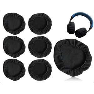 KAPSING 6 stuks hoofdtelefoonhoezen, wasbaar tegen oorkussens, vuilovertrekken, rekbare gebreide stof, beschermhoezen, gebruikt voor sportschool, bars, bibliotheek (zwart, 6 tot 8,5 cm)