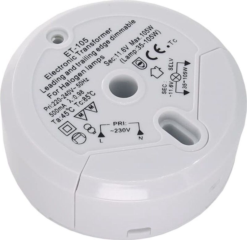 Ronde Halogeen Transformator - 12 Volt - 35 tot 105 Watt