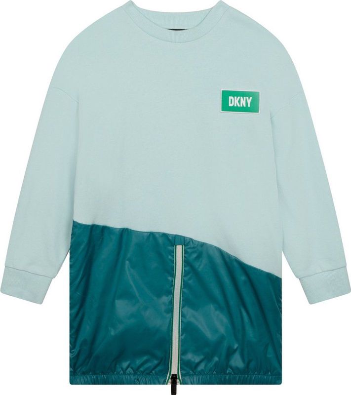 DKNY - D32842 - Jurk - A-lijn - Lange Mouwen - Jersey Top - Glanzende Polyester Rok