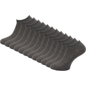12 paar Multipack Unisex Sneakersokken - 39-42 - Donker Grijs
