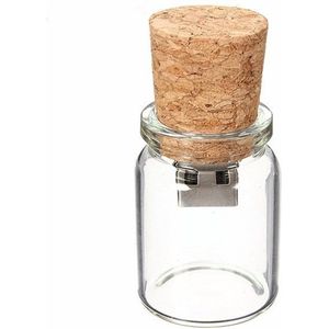 Ulticool - Flesje met Kurk Deksel - USB-Stick - Transparant Glas - Bruin - 16 GB