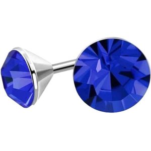Aramat Jewels - Ronde zweerknopjes - Blauw kristal staal - 3mm - Een sprankelende en verfijnde keuze - Geschikt voor dames en heren - Cadeautip - Feestdagen