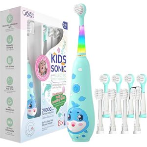 Elektrische Kindertandborstel met Magnetische Oplaadfunctie en 8 Vervangbare Borstels voor Peuters