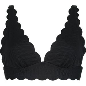 Hunkemöller Dames Badmode Triangel bikinitop Scallop - Zwart - Maat XL