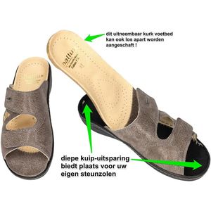 Fidelio Hallux - Slippers - Donker Taupe - Medisch Orthopedisch - Model 434133