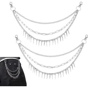 Inovra - Punk broekketting met portemonneehalsketting en riem - Gothic en Hip Hop accessoires voor mannen en vrouwen