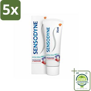 5 x Sensodyne - Tandpasta - Gevoeligheid & Tandvlees - Extra Fresh - 75 ml - Grootverpakking - Tandpasta Gevoelige Tanden - Tandvleesproblemen - Tandplak - Gevoelige Tanden - Tandvleesverzorging