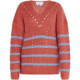 usha - Gebreide Trui - V-Ausschnitt - Winter - Blau