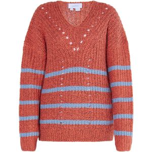 usha - Gebreide Trui - V-Ausschnitt - Winter - Blau