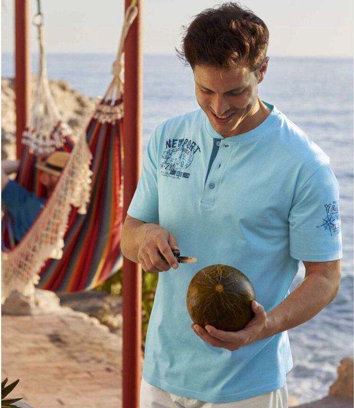 ATLAS FOR MEN - Set van 2 T-shirts met Henley kraag - Heren - Verkrijgbaar in grote maten - 4XL