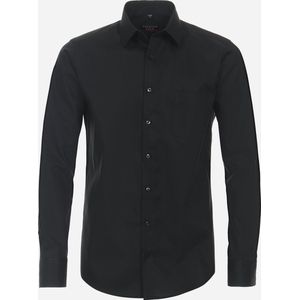 Redmond modern fit overhemd - popeline - zwart - Strijkvriendelijk - Boordmaat: 43/44