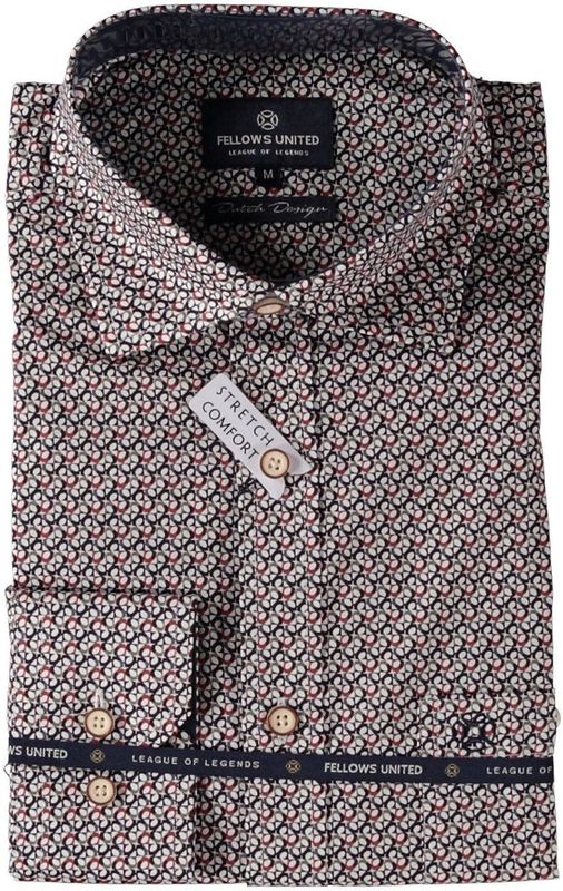 Fellows United - Lange Mouw Overhemd - Bordeau - Katoen
