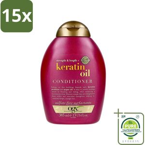15 x OGX - Anti-Breakage Keratin Oil - Conditioner - Verstevigend - Voor Ieder Haartype - 385 ml - Grootverpakking - Haarversterkend - Anti-breuk Conditioner - Keratine Conditioner - Arganolie Conditioner - Conditioner Voor Beschadigd Haar