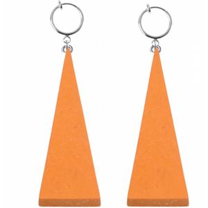 Klem oorbellen Saheli- Oranje -hout-geen gaatje-Charme Bijoux