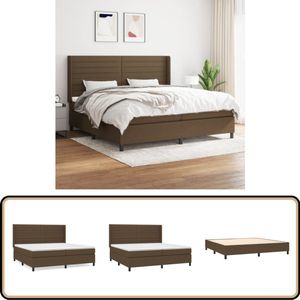 vidaXL Boxspring donkerbruin 200x200 cm met matrassen Boxspringbed - Donkere Kleuren - Houten Frame - Pocketed Veren - Hoofdbord