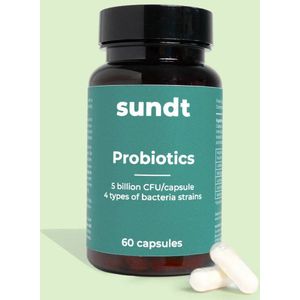 SUNDT Nutrition - Probiotica Capsules - 60 stuks - 5 Miljard CFU - Ondersteunt Darmflora, Spijsvertering & Immuunsysteem - Met Vitamine B6 - Vegan, Glutenvrij & Lactosevrij