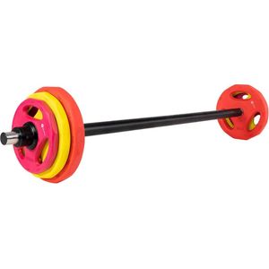 RS Sports Aerobic Pump Set - Halterset met gewichten - 130 cm stang - Totaal 20 kg - Rubber schijven
