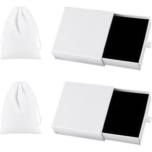 Sieraden-geschenkdoos en fluwelen zakjes set - Wit