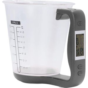 Digitale maatbekerweegschaal - vloeistofweegbeker 1kg - keukenweegschaal met LCD-display - koffiemelkkruiden - Zwart Measuring cup