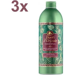 Tesori d’Oriente Forest Ritual Badcrème – 3x 500 ml – Water Lily & Hinoki Wood – Verzorgende Douche- & Badcrème – Kalmerende Geur - Voordeelverpakking