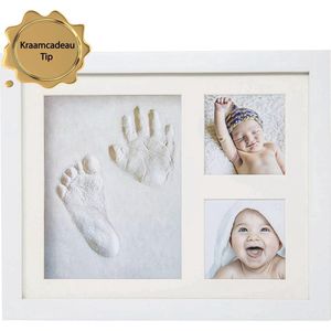 Maison Extravagante - Baby Fotolijst in cadeauverpakking - Gipsafdruk baby - Klei Afdruk Baby Voet / Hand - Kraamcadeau Jongen of Meisje - Babyshower - Kraampakket/Geboorte Cadeau - Baby Art
