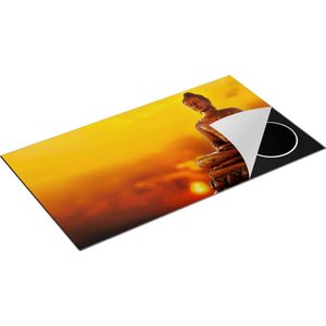 Chefcare Inductie Beschermer Boeddha Standbeeld bij Zonsondergang - 95x50 cm - Afdekplaat Inductie - Kookplaat Beschermer - Inductie Mat